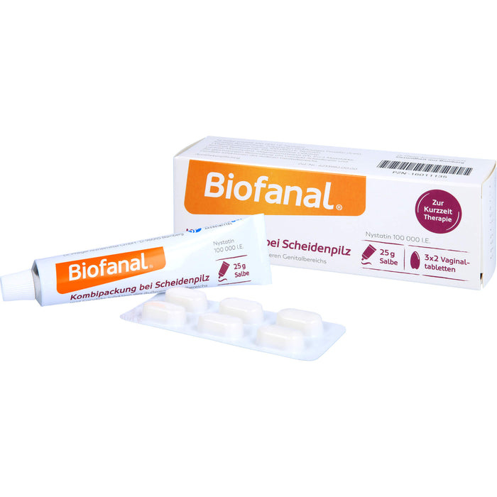 Biofanal Kombipackung bei Scheidenpilz und Candida-Infektionen des äußeren Genitalbereichs, 100 000 I.E. Salbe und Vaginaltabletten, 1 pc Paquet combiné