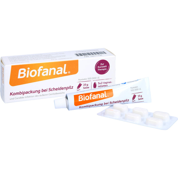 Biofanal Kombipackung bei Scheidenpilz und Candida-Infektionen des äußeren Genitalbereichs, 100 000 I.E. Salbe und Vaginaltabletten, 1 pcs. Combipack