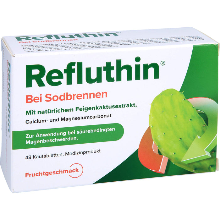 Refluthin Kautabletten bei Sodbrennen Frucht, 48 pcs. Tablets