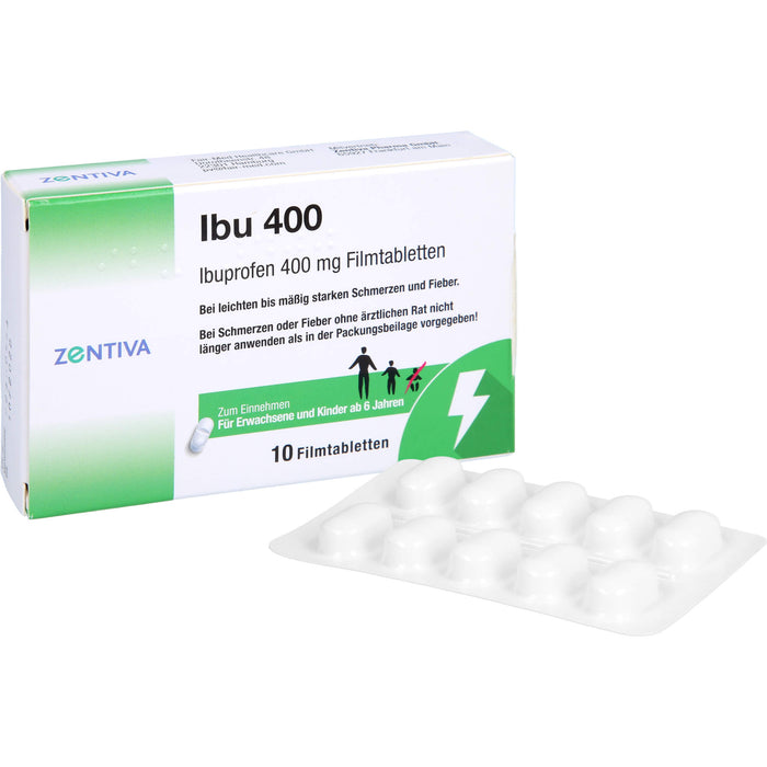 ZENTIVA Ibu 400 mg Filmtabletten bei Schmerzen und Fieber, 10 pcs. Tablets