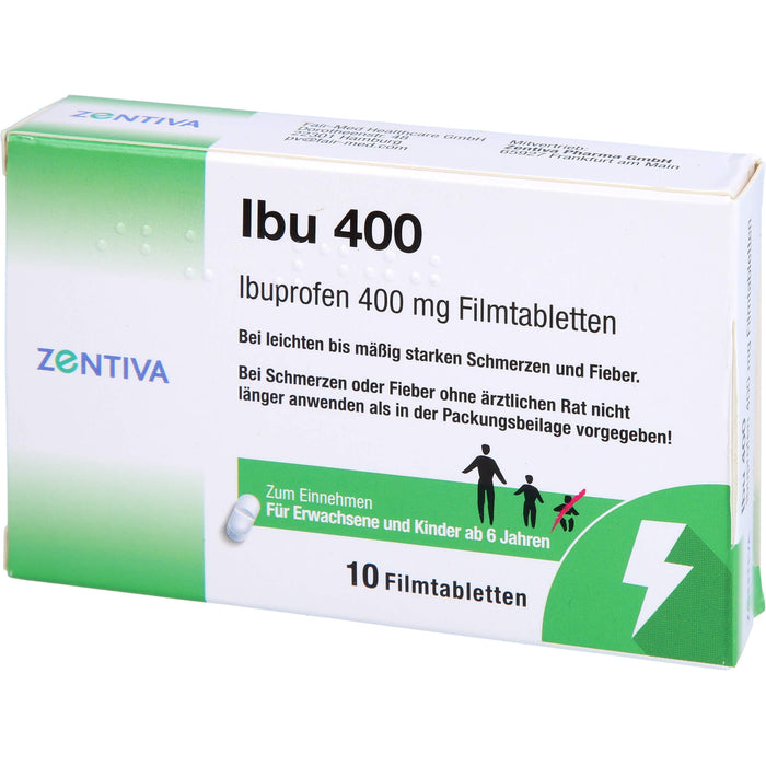 ZENTIVA Ibu 400 mg Filmtabletten bei Schmerzen und Fieber, 10 pc Tablettes