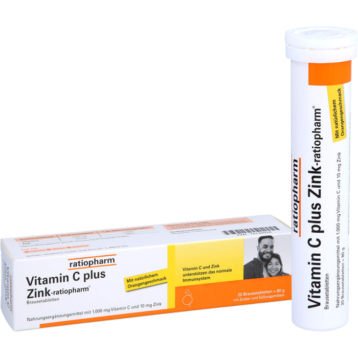 Vitamin C plus Zink-ratiopharm Brausetabletten, 20 pc Tablettes