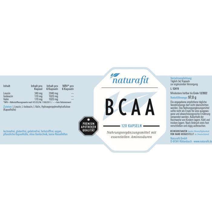 naturafit BCAA Kapseln, 120 pcs. Capsules