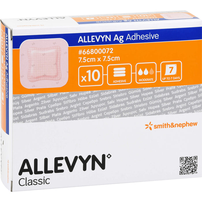 ALLEVYN Ag Adhesive 7,5x7,5 cm Wundverband, 10 St VER