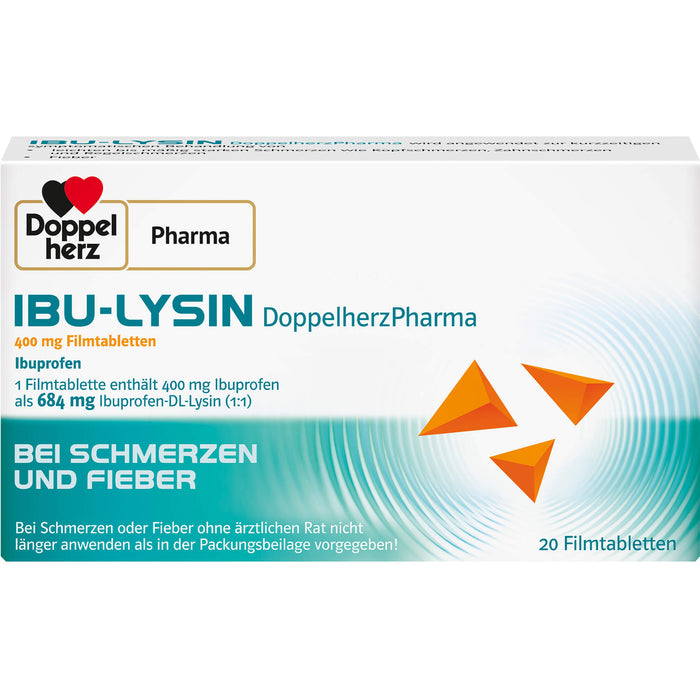 Doppelherz PharmaI IBU-LYSIN 400 mg Filmtabletten bei Schmerzen und Fieber, 20 St. Tabletten