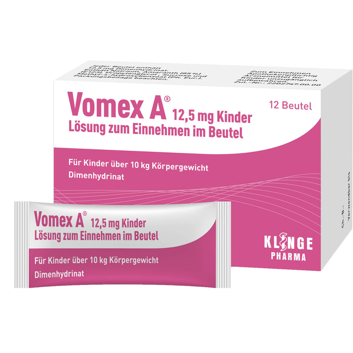 Vomex A 12,5 mg Kinder Beutel gegen Reisekrankheit, 12 St. Beutel