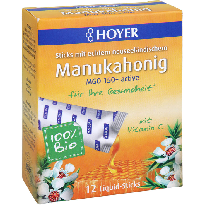 Hoyer Manukahonig Liquid-Sticks MGO 150+active, 12 St