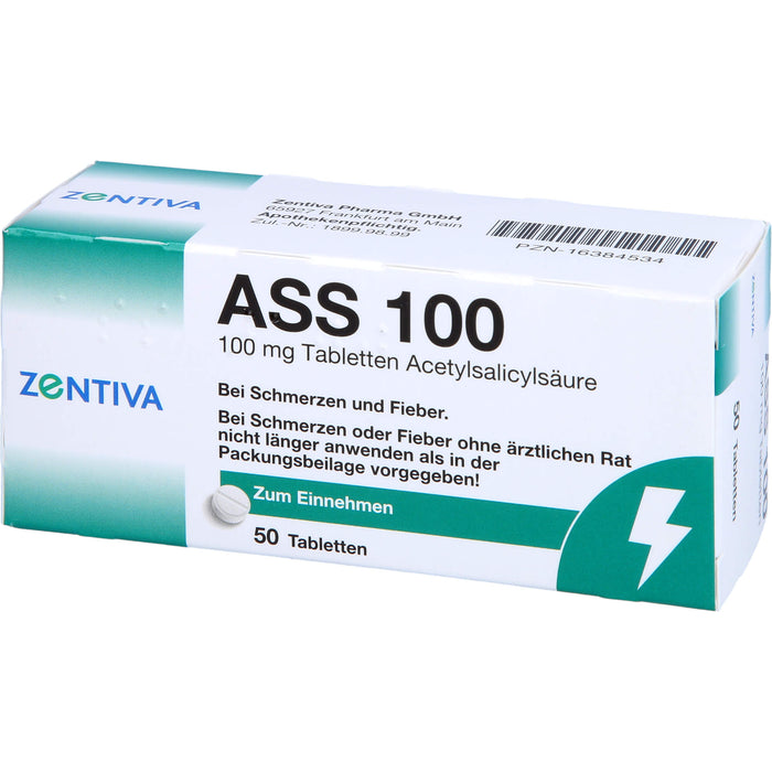 ZENTIVA ASS 100 Tabletten bei Schmerzen und Fieber, 50 St. Tabletten