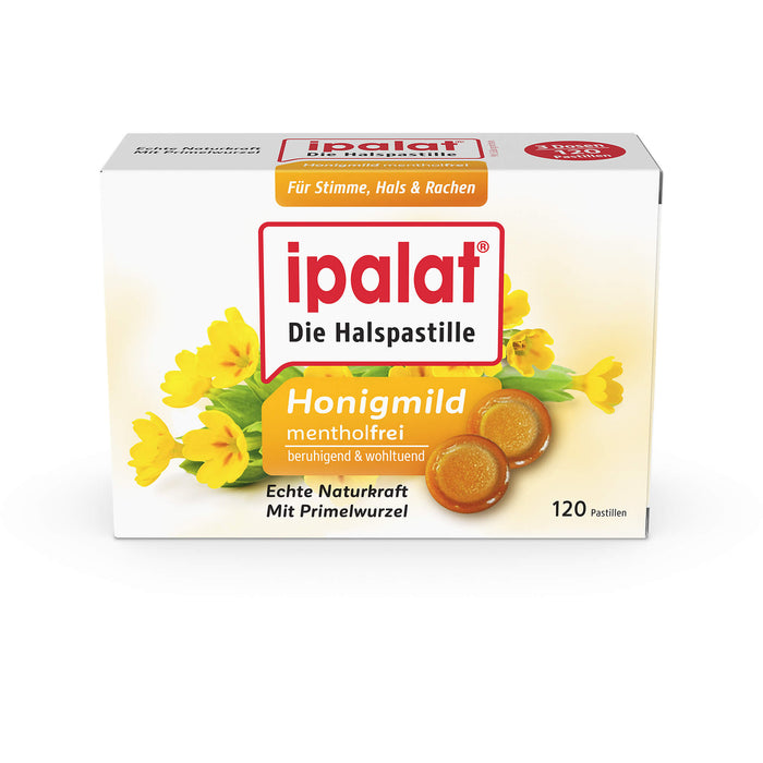 Ipalat Halspastillen honigmild ohne Menthol, 120 pcs. Pastilles