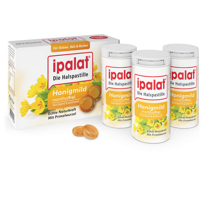 Ipalat Halspastillen honigmild ohne Menthol, 120 pcs. Pastilles