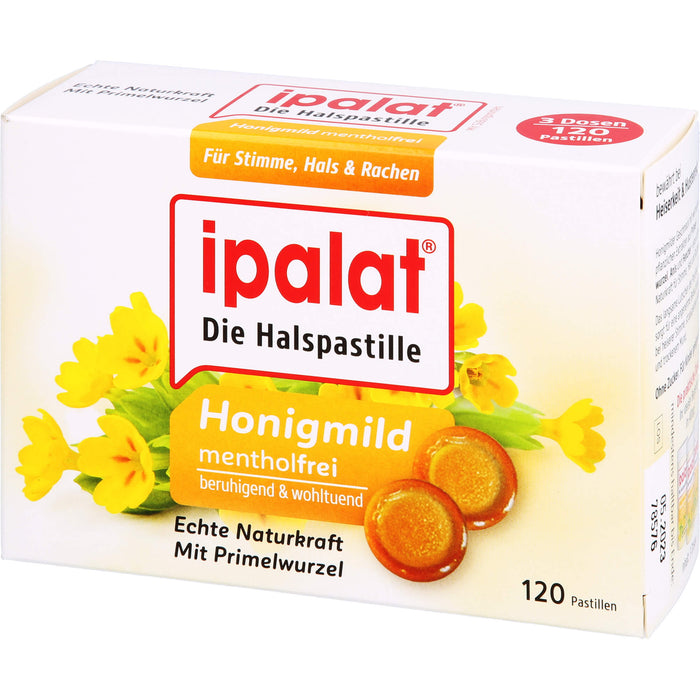 Ipalat Halspastillen honigmild ohne Menthol, 120 pc Pastilles