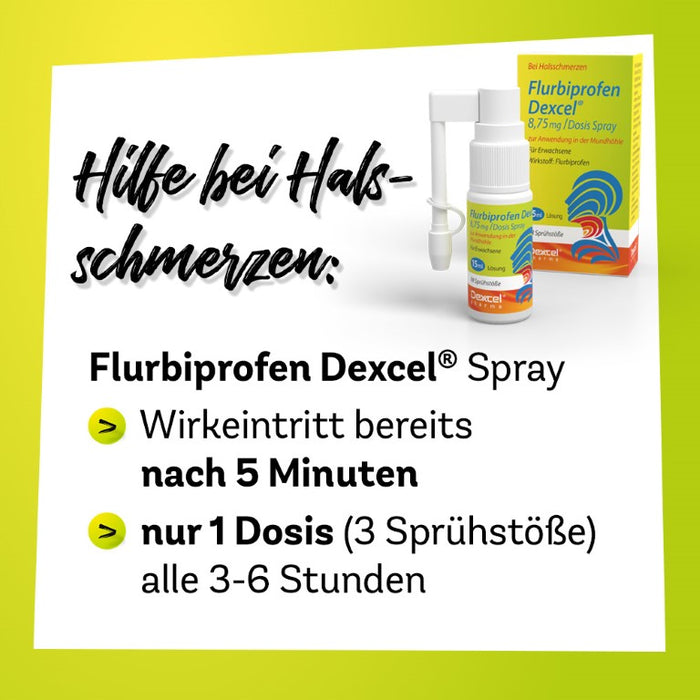 Flurbiprofen Dexcel 8,75 mg Lutschtabletten zur kurzzeitigen, symptomatischen Behandlung von Halsentzündungen, 24 pcs. Tablets