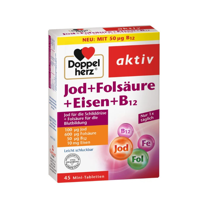 Doppelherz Jod+Folsäure+Eisen+B12 Tabletten, 45 pc Tablettes