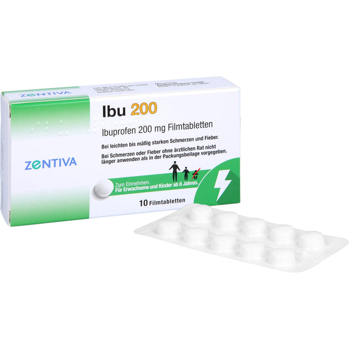 ZENTIVA Ibu 200 Filmtabletten bei Schmerzen und Fieber, 10 pc Tablettes