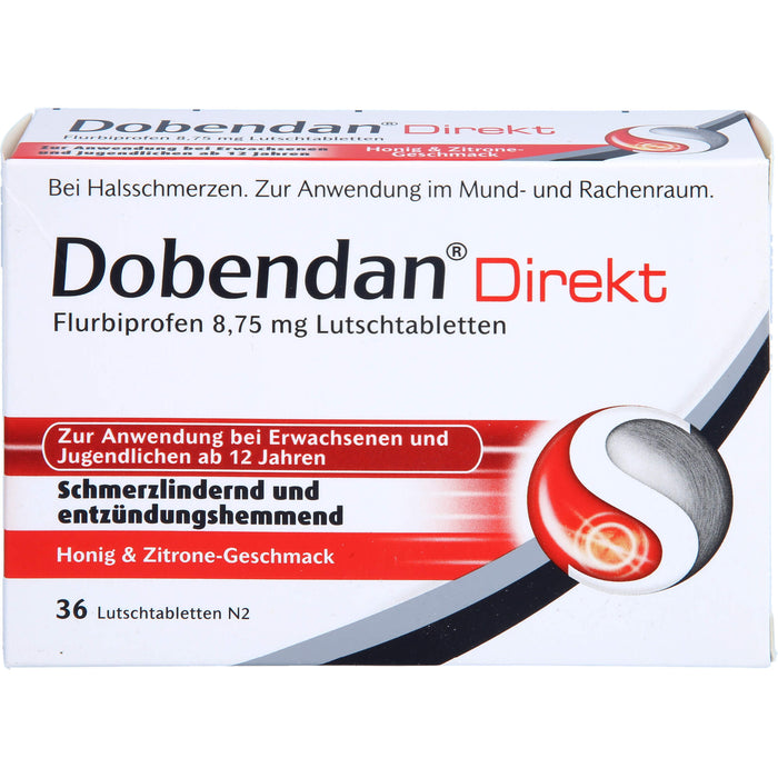 DOBENDAN Direkt Lutschtabletten bei starken Halsschmerzen & Schluckbeschwerden, 36 pc Tablettes