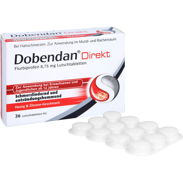 DOBENDAN Direkt Lutschtabletten bei starken Halsschmerzen & Schluckbeschwerden, 36 pcs. Tablets