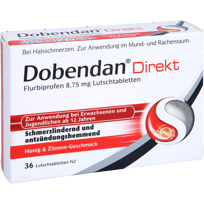 DOBENDAN Direkt Lutschtabletten bei starken Halsschmerzen & Schluckbeschwerden, 36 pc Tablettes