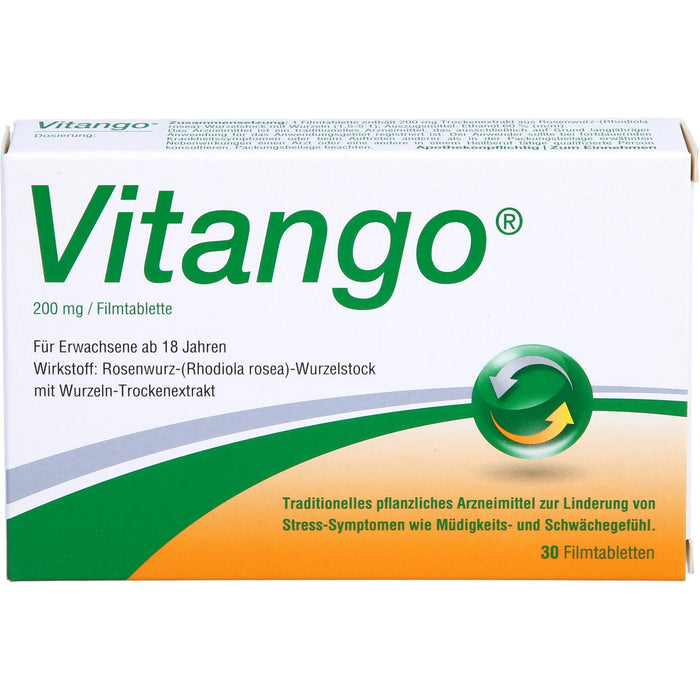 Vitango Filmtabletten zur Linderung von Stress-Symptomen wie Müdigkeits- und Schwächegefühl, 30 pcs. Tablets