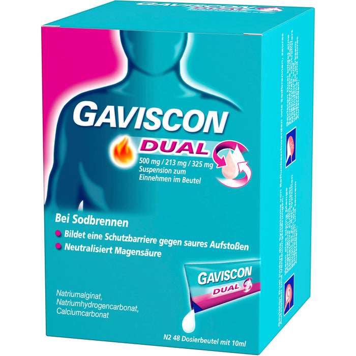 GAVSICON Dual Suspension bei Sodbrennen, 48 pc Sachets