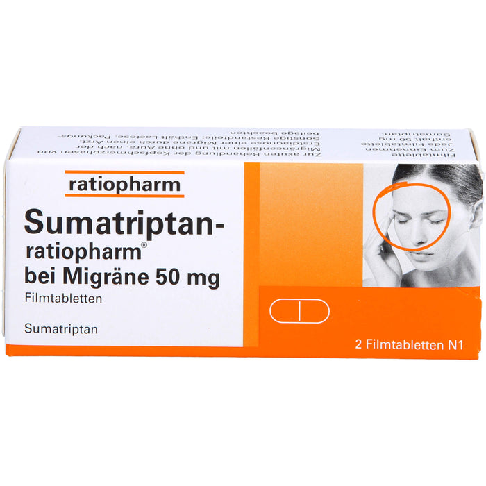 Sumatriptan-ratiopharm bei Migräne 50 mg Filmtabletten, 2 pcs. Tablets