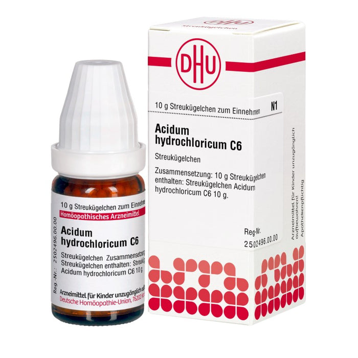 Acidum hydrochloricum C6 DHU Globuli, 10 g GLO