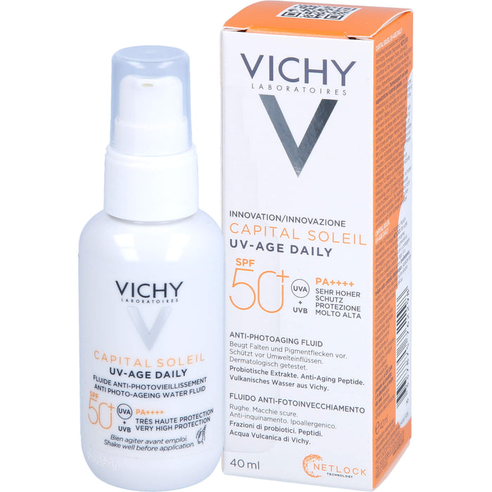 VICHY Capital Soleil UV-Age Daily LSF 50+ Fluid beugt Falten und Pigmentflecken vor, 40 ml Cream