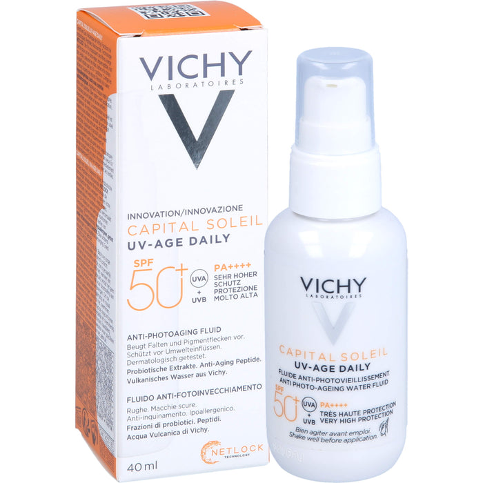 VICHY Capital Soleil UV-Age Daily LSF 50+ Fluid beugt Falten und Pigmentflecken vor, 40 ml Cream