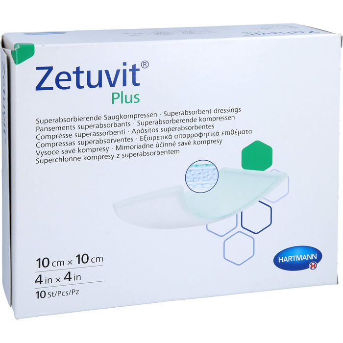 ZETUVIT Plus extrastarke Saugkompr.steril 10x10 cm, 10 St KOM