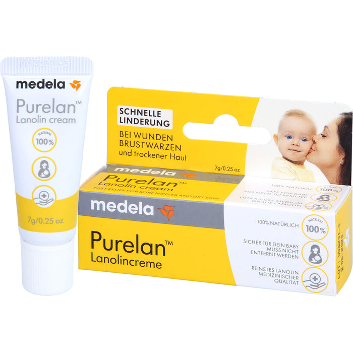 Medela Purelan Brustwarzensalbe aus 100% Lanolin, 7 g Salbe