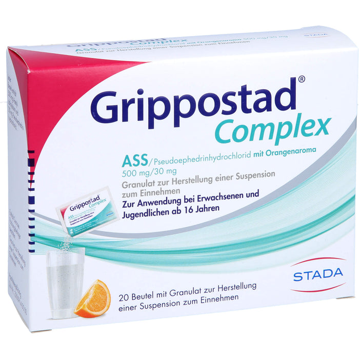 Grippostad Complex ASS / Pseudoephedrinhydrochlorid mit Orangenaroma 500 mg/30 mg Granulat, 20 pcs. Sachets