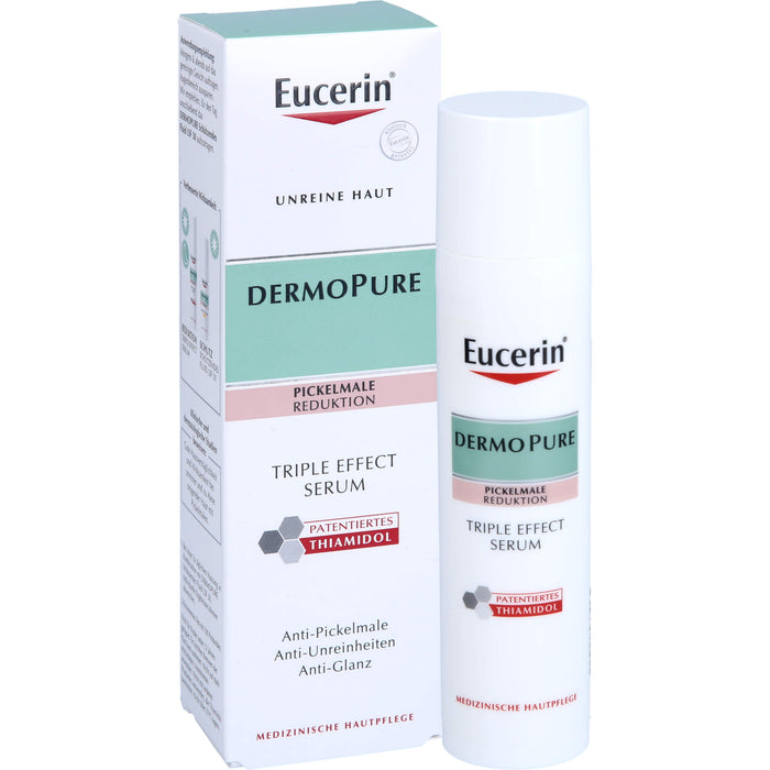 Eucerin Dermopure Triple Effect Gesichtsserum gegen unreine Haut, Pickelmale und glänzende Haut, 40 ml Solution