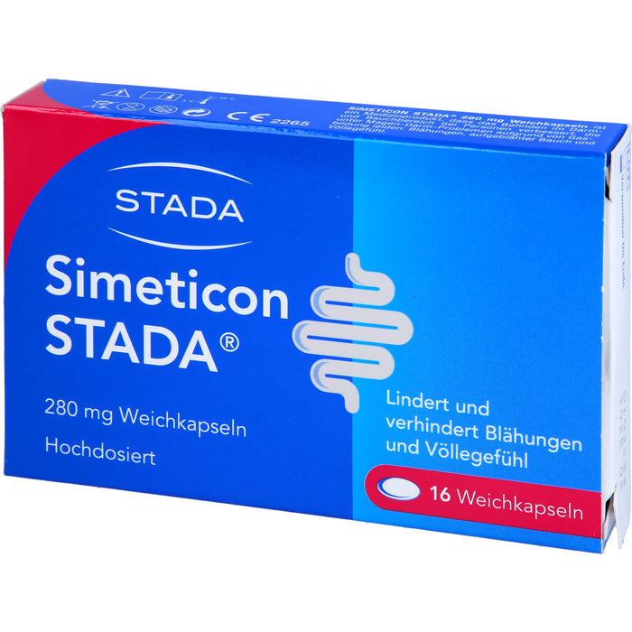 STADA Simeticon 280 mg Weichkapseln lindert und verhindert Blähungen und Völlegefühl, 16 pcs. Capsules