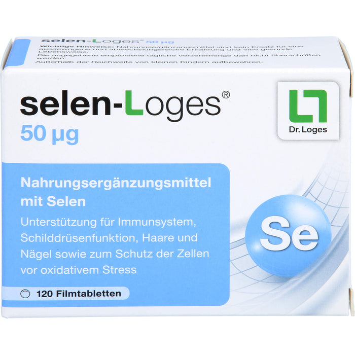 selen-Loges 50 µg Filmtabletten unterstützt das Immunsystem, die Schilddrüsenfunktion, Haare und Nägel, 120 pc Tablettes