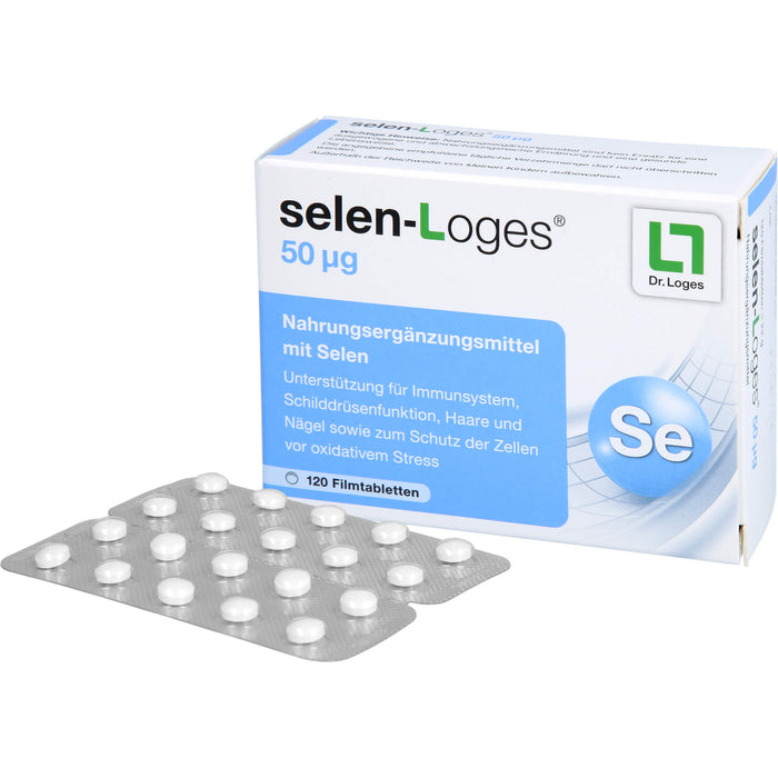 selen-Loges 50 µg Filmtabletten unterstützt das Immunsystem, die Schilddrüsenfunktion, Haare und Nägel, 120 pc Tablettes