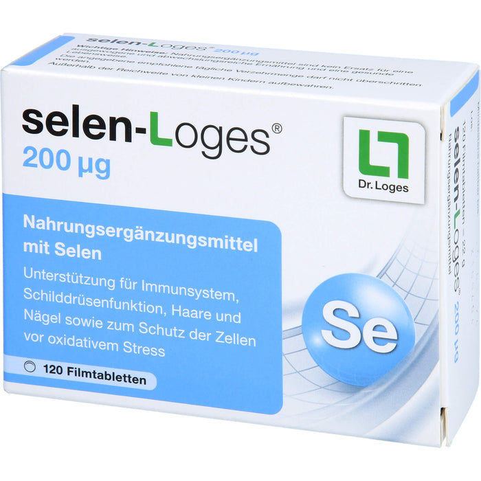 selen-Loges 200 µg Tabletten Unterstützung fürs Immunsystem, Schilddrüsenfunktion, Haare und Nägel sowie zum Schutz der Zellen vor oxidativem Stress, 120 pc Tablettes