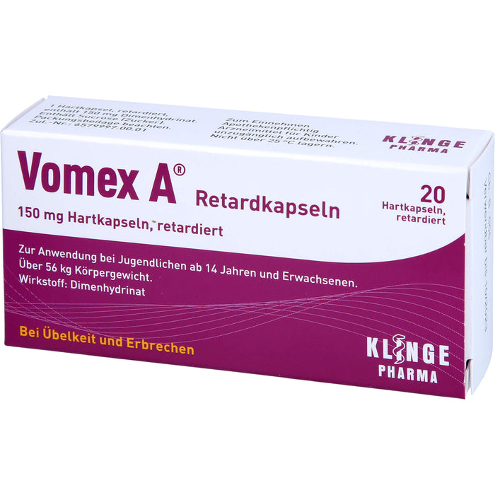 Vomex A Retardkapseln 150 mg Hartkapsel, retardiert, 20 St. Kapseln