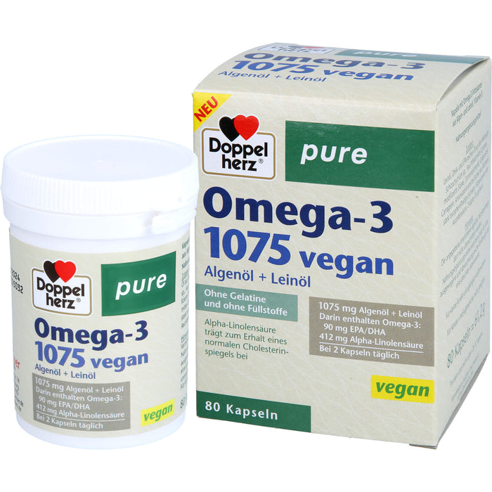 Doppelherz Omega-3 1075 vegan pure, 80 St. Kapseln