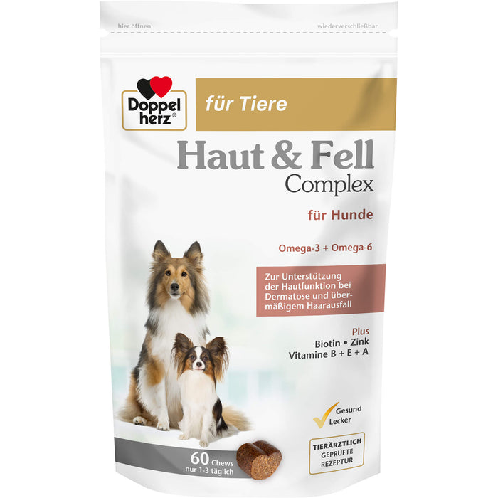 Doppelherz für Tiere Haut & Fell Complex Kautabletten für Hunde, 60 St. Tabletten