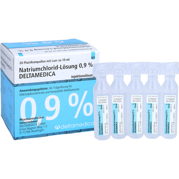 Natriumchlorid-Lösung 0,9 % Deltamedica, Injektionslösung, Luer Pl., 10 ml, 20X10 ml ILO