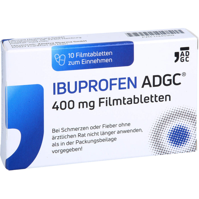 Ibuprofen ADGC 400 mg Filmtabletten bei Schmerzen oder Fieber, 10 pc Tablettes