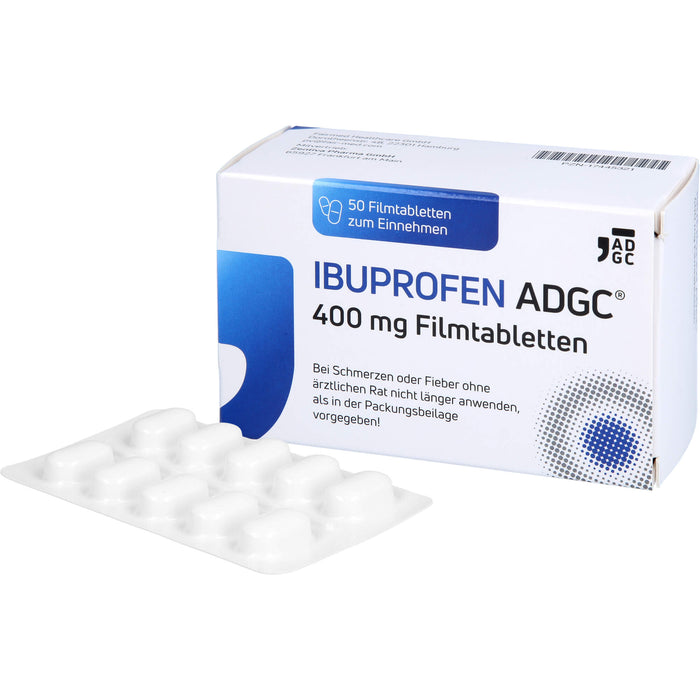 Ibuprofen ADGC 400 mg Filmtabletten bei Schmerzen oder Fieber, 50 pcs. Tablets