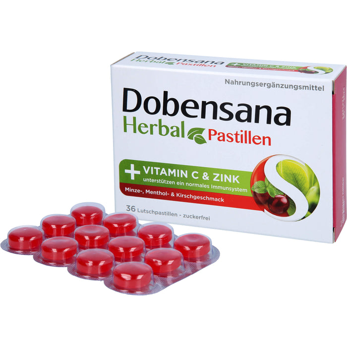 Dobensana Herbal Kirschges. Vit C Zink Pastille, 36 St LUP