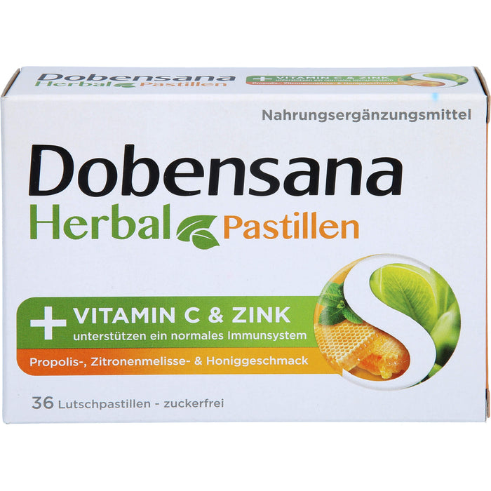 Dobensana Herbal Lutschpastillen mit  Honiggeschmack Vitamin C Zink, 36 St. Pastillen