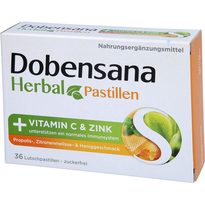 Dobensana Herbal Lutschpastillen mit  Honiggeschmack Vitamin C Zink, 36 pc Pastilles