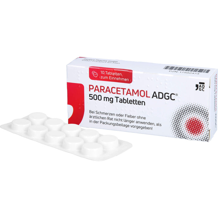 Paracetamol ADGC 500 mg Tabletten bei Schmerzen oder Fieber, 10 pcs. Tablets