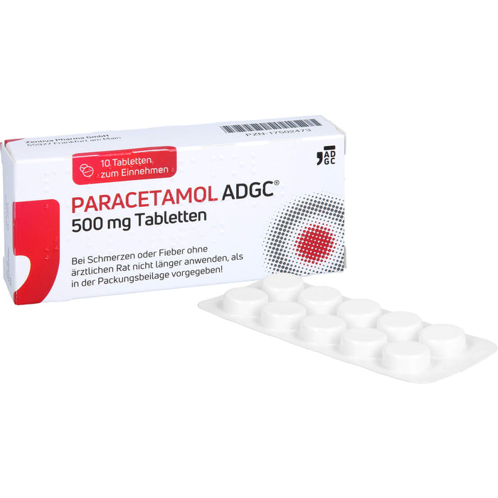 Paracetamol ADGC 500 mg Tabletten bei Schmerzen oder Fieber, 10 pcs. Tablets