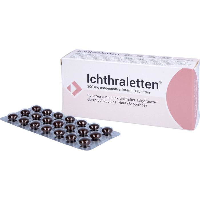 Ichthraletten 200 mg Tabletten bei Rosacea auch mit krankhafter Talgdrüsenüberproduktion der Haut, 84 St. Tabletten