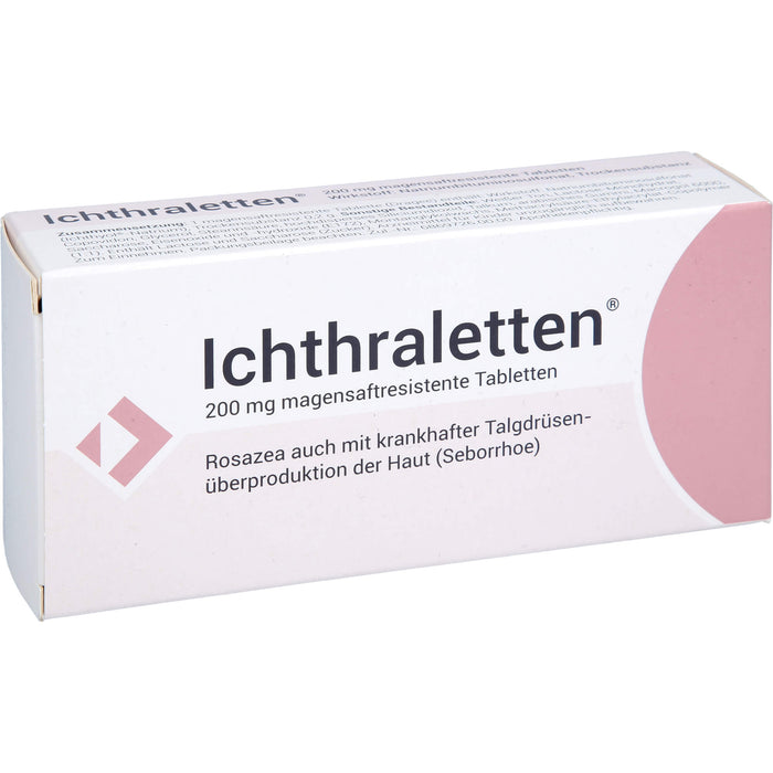 Ichthraletten 200 mg Tabletten bei Rosacea auch mit krankhafter Talgdrüsenüberproduktion der Haut, 84 pcs. Tablets