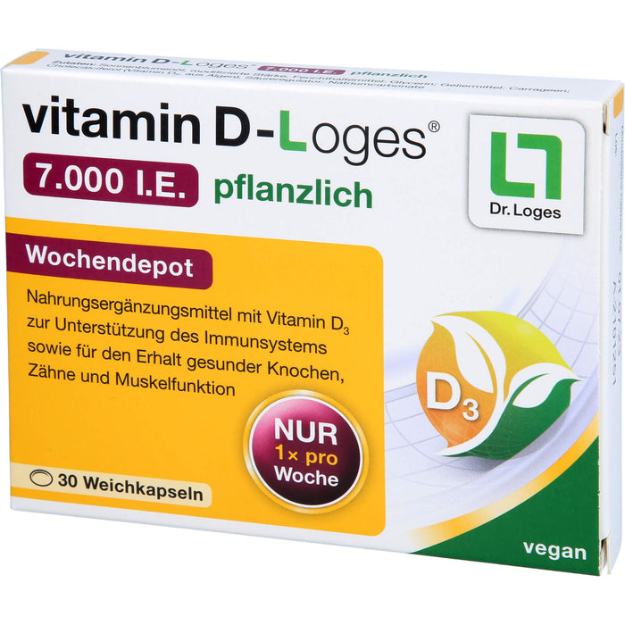 vitamin D-Loges 7.000 I.E. pflanzlich Weichkapseln, 30 St., 30 St. Kapseln