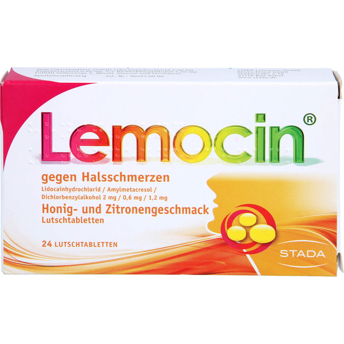 Lemocin gegen Halsschmerzen Honig-Zitrone Lutschtabletten, 24 St. Tabletten